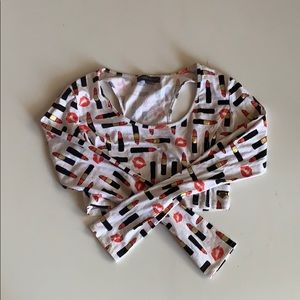 Long sleeve white cropped top